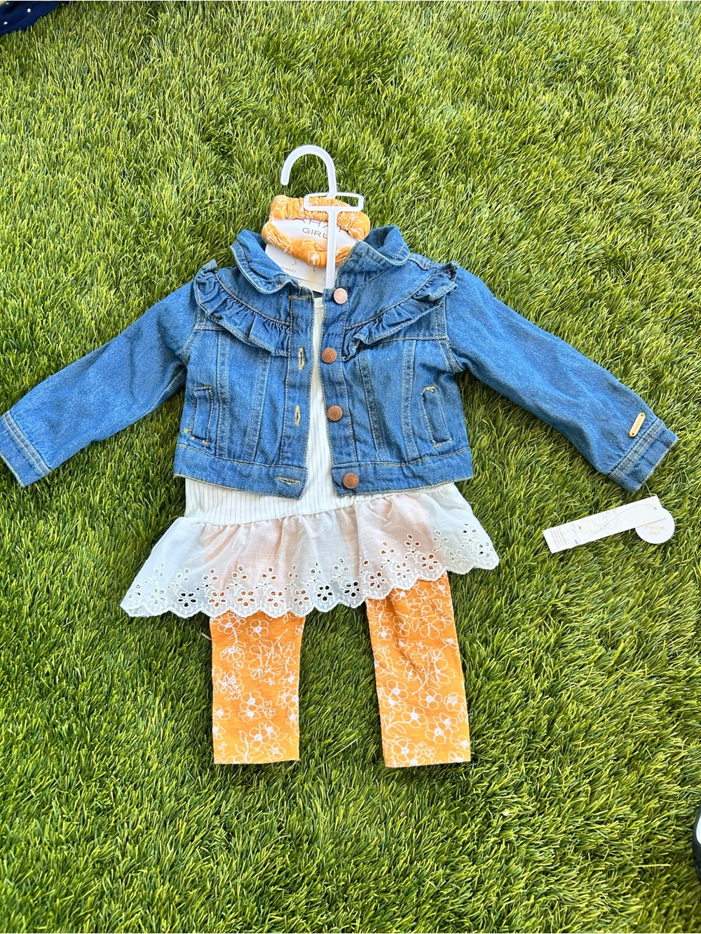 Tahari Girls Denim Jacket with Ruffle Detail - Blue